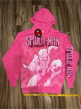 Women’s Sizing Pink Spiderman Full Zip Up Hoodie Size Small